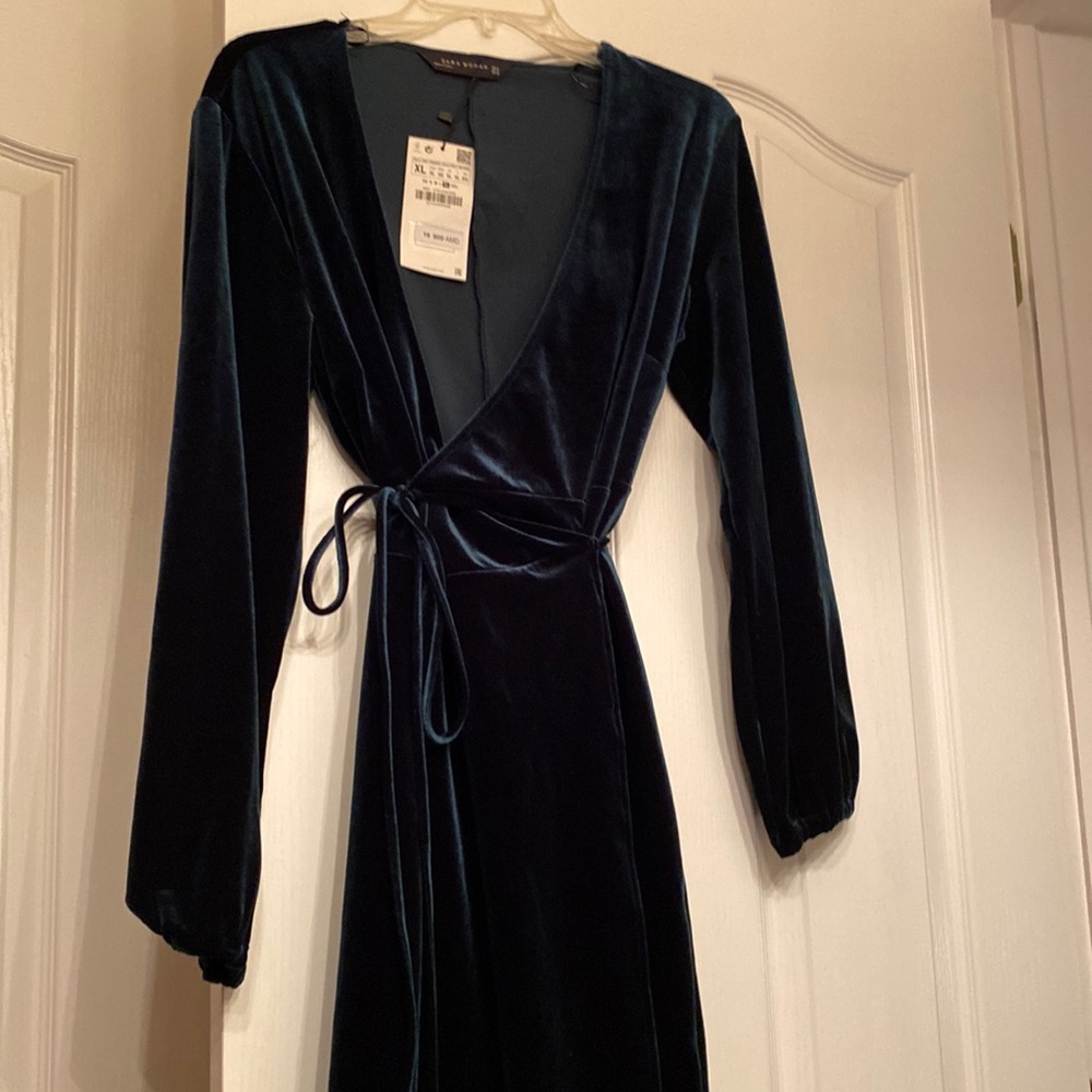 Zara Green Velvet Mini Dress